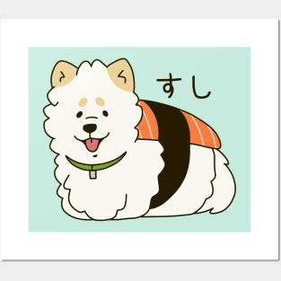 Sushi Samoyed Dog Posters and Art